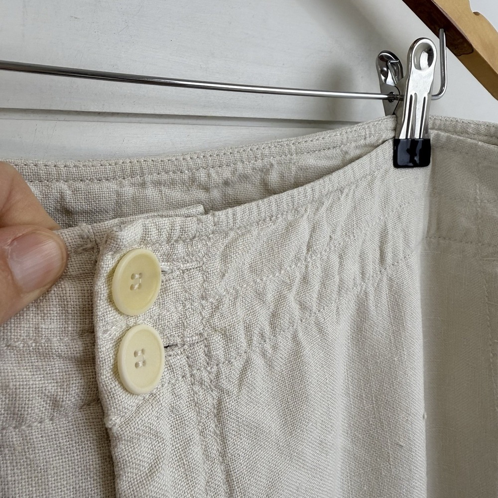 Eileen Fisher IRISH Linen Straight‎ Leg Pants Women M Oatmeal Coastal Minimalist - Picture 5 of 12